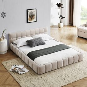 Queen Size Upholstered Bed Frame with Thick Fabric