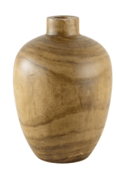 Home Decor Collection Mid-Tone Wood Finish Decorative Indoor Tabletop Vase, 12", Brown