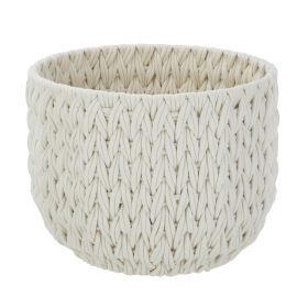 Extra Large White Woven Rope Decorative Storage Basket, 19 in x 15 in