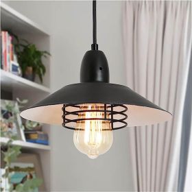 Farmhouse Vintage Pendant Light Black Fixture Pendant Lights with Spring Frame Adjustable Metal Hanging Lamp for Kitchen Island Dining Room Bedro