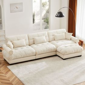 Super Comfort Oversized Modular Velvet Sectional Sofa Couch with Movable Ottoman,Corner Sectional with Bolstered Armrests, Deep Seat Cloud Couch