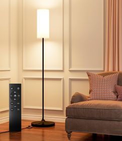 Dimmable Floor Standing Tall Lamp, 12W Led Bulb with Lampshade, Foot Switch, Remote Custom Color Temperature Pole for Bedroom, Office