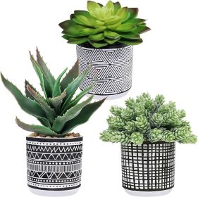 Winlyn Set of 3 Assorted Small Potted Succulents Arrangement Artificial Succulent Plants