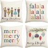 Merry Christmas Nutcracker Throw Pillow Covers, 18 x 18 Inch Winter Holiday Party Cushion Case Decoration for Sofa Couch Set of 4