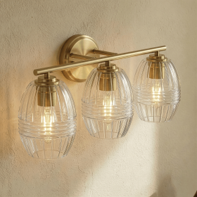Luster Three Lights Vanity With Clear Glass for Bathrooms above Mirror Wall Lamp - Satin Brass