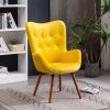 Doarnin Contemporary Silky Velvet Tufted Button Back Accent Chair, Yellow