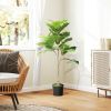 Artificial Fiddle Leaf Fig Tree, 43" Potted Plant with Flocked Soil for Home Office Decor, Green