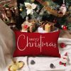 Christmas Pillow Covers Merry Christmas Throw Pillow Decorative Christmas Red Cotton Cloth Linen Cloth Pillow Cover Sofa Cover Decorative Rectangle Le