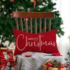 Christmas Pillow Covers Merry Christmas Throw Pillow Decorative Christmas Red Cotton Cloth Linen Cloth Pillow Cover Sofa Cover Decorative Rectangle Le