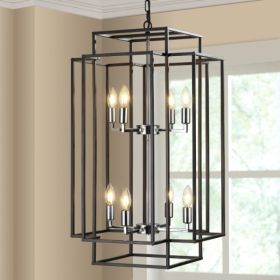 8 Lantern Tiered Chandeliers, Industrial Farmhouse Chandeliers Unavailable Platforms- Temu (Option: Black)
