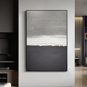 100% hand painted White Gray Abstract Oil Painting Canvas Handmade oil Painting For Home Office Bar Decor (size: 60X90cm)