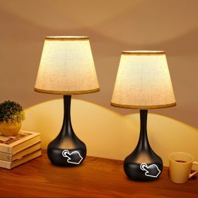 3-Way Dimmable Set of 2 Small Bedside Lamps for Night Stands, Black Desk Lamps for Kids Room,Office,Living Room, End Table(LED Bulbs Included) (Color: Black, Material: Iron)