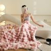 Ultra Soft Luxury Fluffy Faux Rabbit Fur Throw Blanket, Thick Warm Bubble Throw for Bed, Cozy Plush Reversible Blankets for Couch, Chair, Sofa