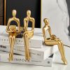 Golden Sitting Abstract Sculpture for Modern Home Decor - Creative Art Piece